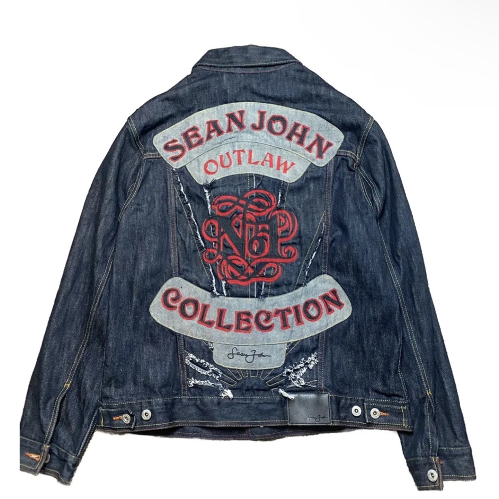 Sean John Jacket Denim Sean John Outlaws Biker Jacket 90s Rap 2000s Y2K XXL